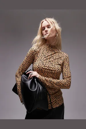 & OTHER STORIES Jersey second skin long sleeve top in leopard print