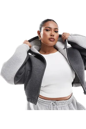 ASOS ASOS DESIGN Curve cropped patchwork hoodie in grey
