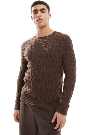 Ralph Lauren Driver icon logo roving cotton cable knit jumper in marl
