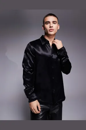 ASOS Slim fit satin shirt with 70s collar in