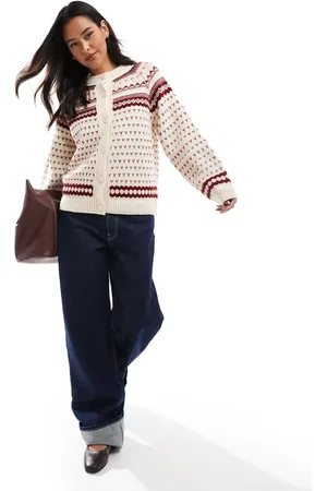 ASOS Knitted fairisle cardigan in cream