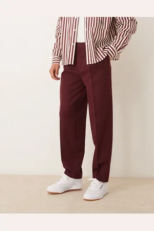 ASOS Smart oversized tapered trousers in burgundy