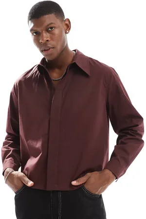 ASOS Relaxed cropped poplin shirt with hidden placket in