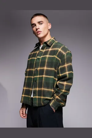 ASOS Boxy oversized flannel shirt in herringbone check