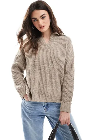 G-Star Heavyweight knitted v neck jumper in beige