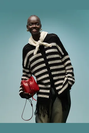 Bimba y Lola Oversized stripe knitted cardigan in monochrome