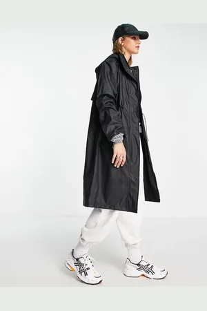 SELECTED Femme longline raincoat with toggle waist in