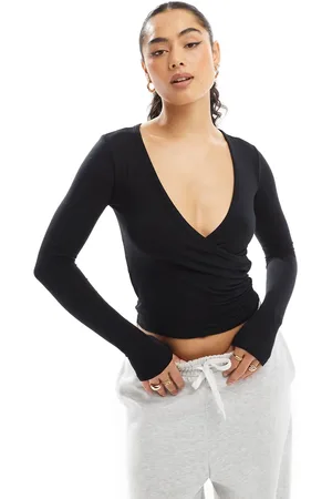Stradivarius Wrap detail long sleeve top in