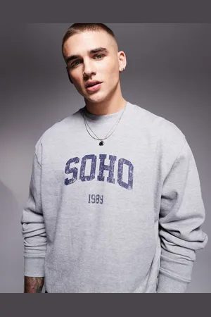 ASOS Boxy oversized sweatshirt with soho print in marl
