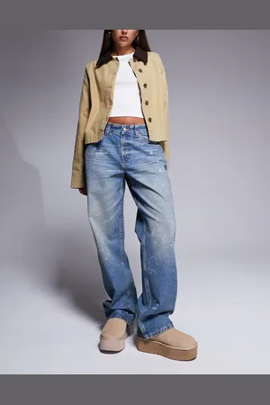 ASOS Baggy jean with paint splats in mid