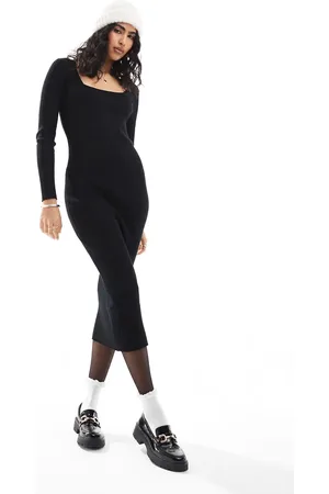 Pimkie Knitted rib square neck midaxi dress in