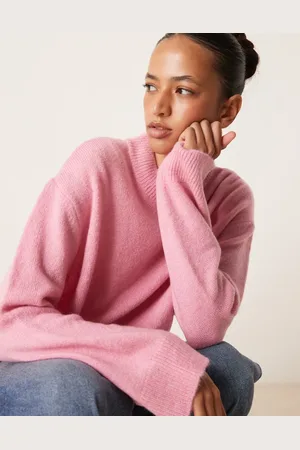 ASOS Oversized knitted crew neck jumper in soft pink