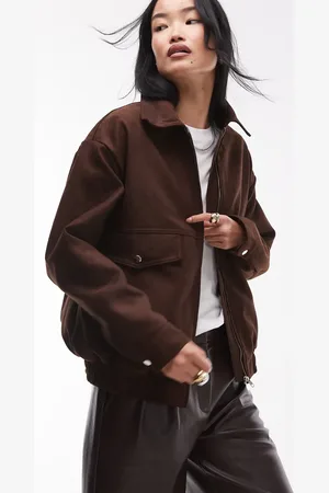 Topshop Faux suede bomber jacket in