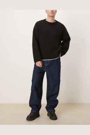 ASOS Wide skater jeans with contrast stitch in rinse wash