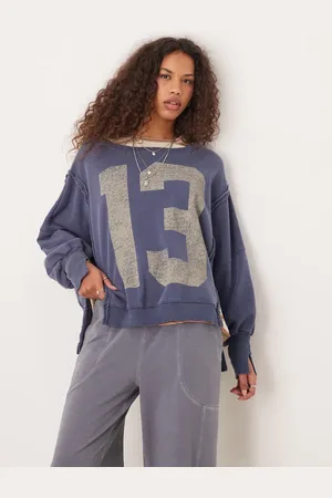 Free People Number graphic oversized sweat in washed