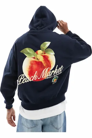 Pull&Bear STWD peach hoodie in navy