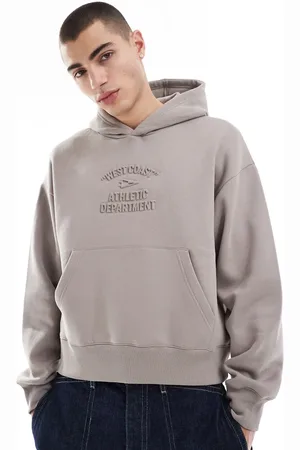 Bershka Hoodie with emboss print in beige