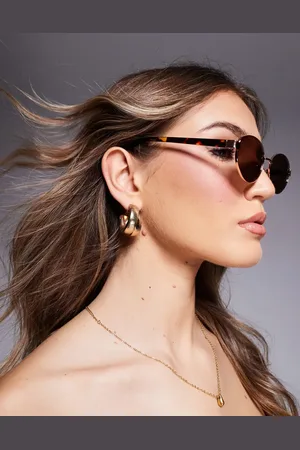 ASOS Metal oval sunglasses in rose with tort arms