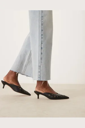 ASOS Surprise eyelet detail kitten heeled mules in