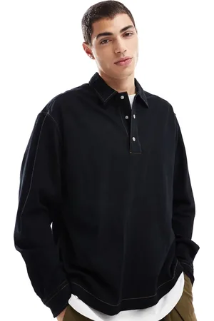 ASOS Boxy oversized denim overhead shirt in black
