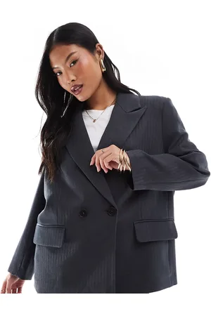VERO MODA Tailored herringbone co-ord blazer in dark melange