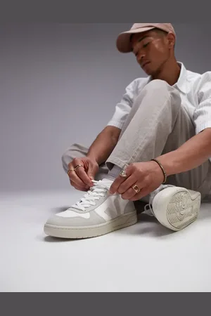 Veja V-10 suede trainer in natural pierre b mesh