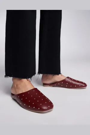 Public Desire Camille studded flat mules in wine