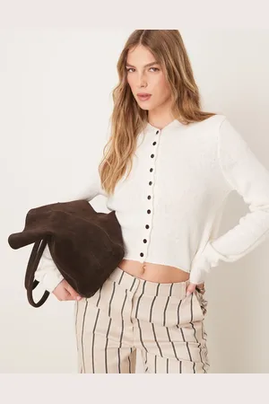 ASOS V neck loose knit cardigan with multi button detail in cream