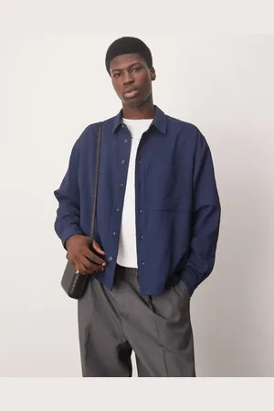 ASOS Oversized boxy shirt with crinkle texture in