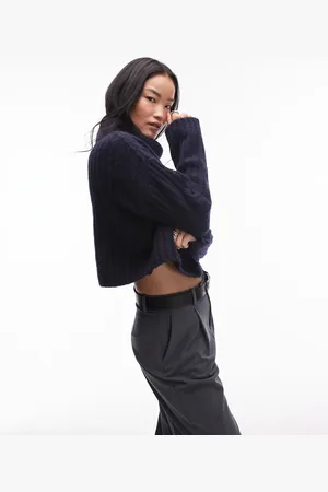 Nialaya Bruni roll-neck cable knit jumper in
