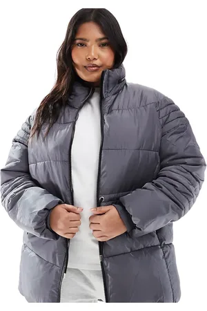 Yours Padded jacket with dip hem in grey