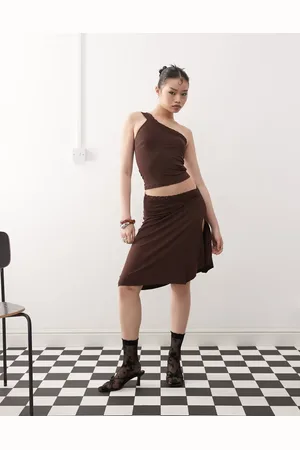 Motel Laudine midi co-ord skirt in bitter chocolate