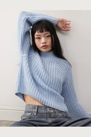Noisy May High neck cropped knitted jumper in light