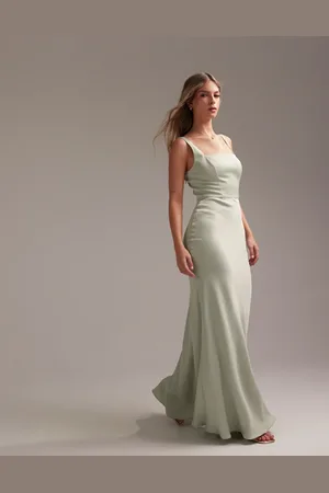 ASOS Bridesmaid satin square neck maxi dress in light