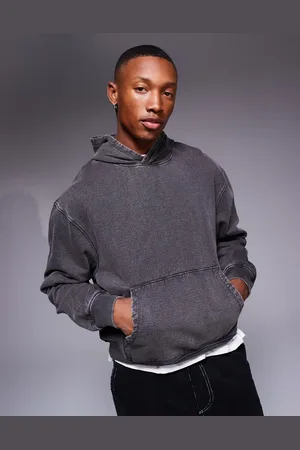 ASOS Boxy oversized hoodie in washed deep charcoal