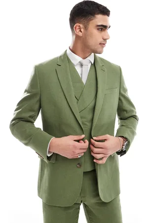 ASOS Slim suit jacket in dark herringbone