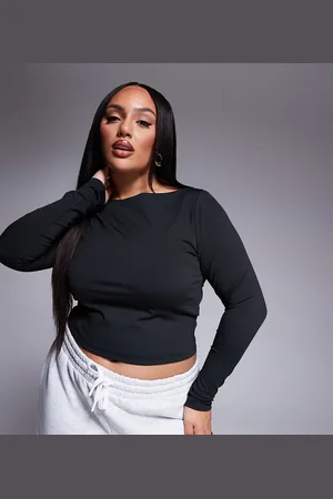 ASOS ASOS DESIGN Curve sculpting boat neck long sleeve top in