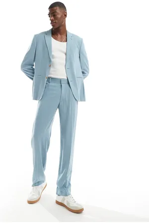 ASOS Straight leg summer suit trousers in light slub