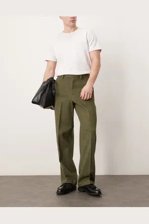 ASOS Smart wide leg wool mix trousers in dark twill