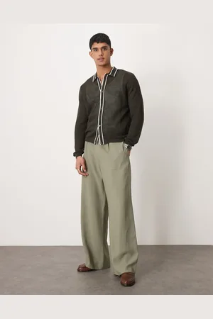 ASOS Loose fit smart trousers with belt in olive