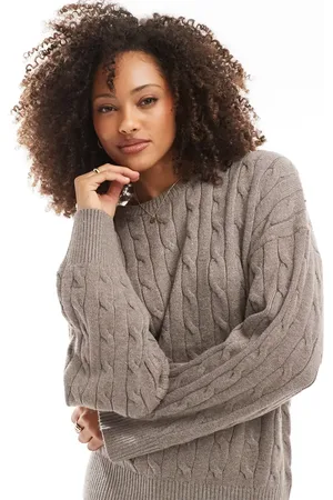 Cotton On Cotton On lux crew pullover in mocha cable knit