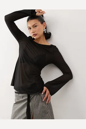 Reclaimed Slash neck flared sleeve tunic in