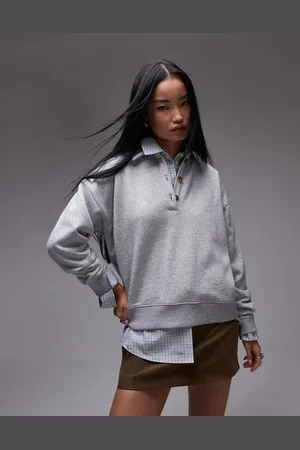 Topshop Oversized polo sweatshirt in