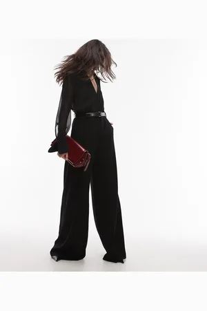 MANGO Belted long sleeve jumpsuit in