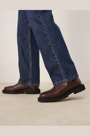 ASOS Chelsea boots in burgundy leather with zip