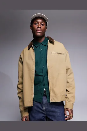 ASOS Oversized washed harrington jacket in Olive