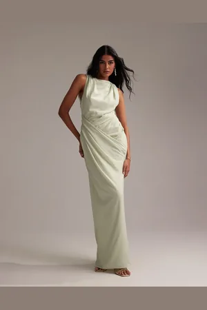 ASOS Bridesmaids draped overlay crepe maxi dress in light