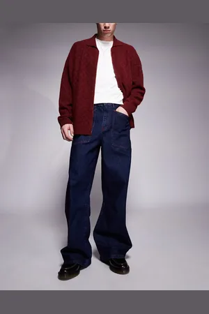 ASOS Super baggy jean in darkwash with red contrast stitch