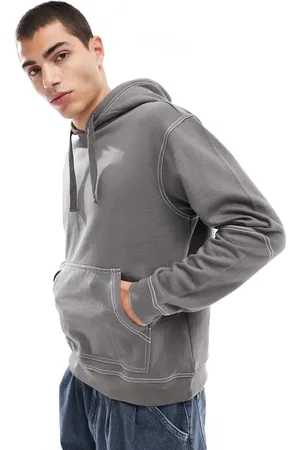 Another Influence Contrast stitch hoodie in charcoal