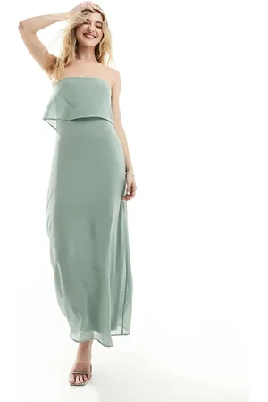VILA Bandeau maxi dress with straps in sage